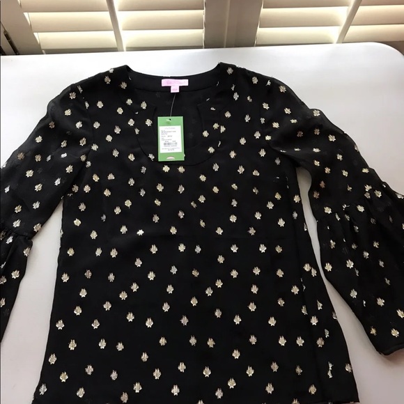 Lilly Pulitzer NWT Amory Top Onyx Starry Clip Size XXS - Picture 2 of 11